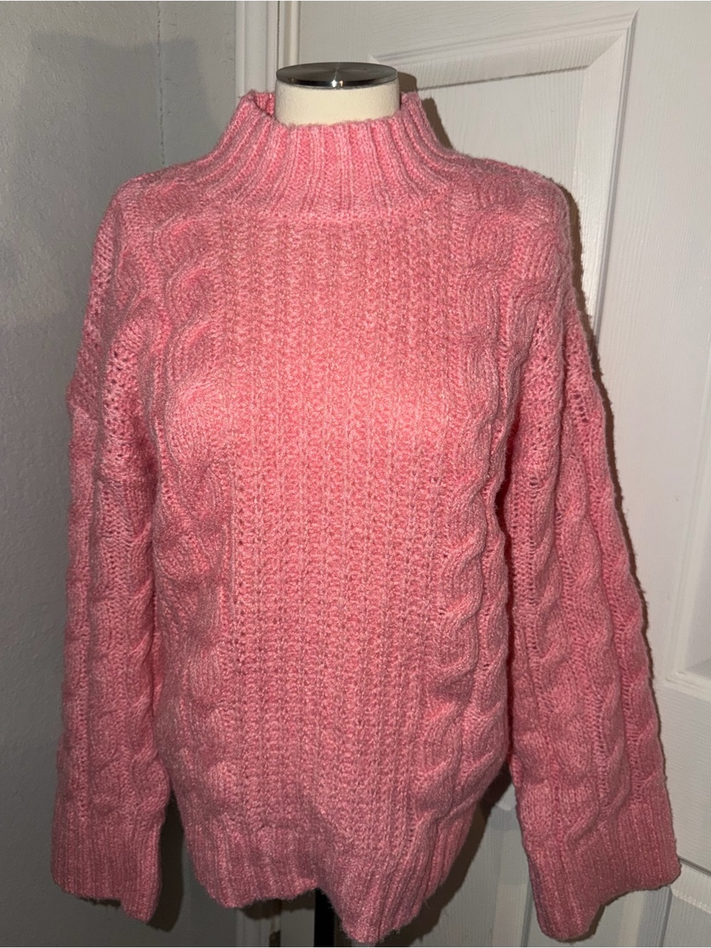 Soft Cable-Knit Pink Women's Sweater